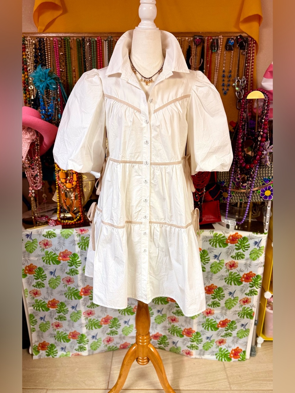 White Poplin Babydoll Mini Dress - NWT - M